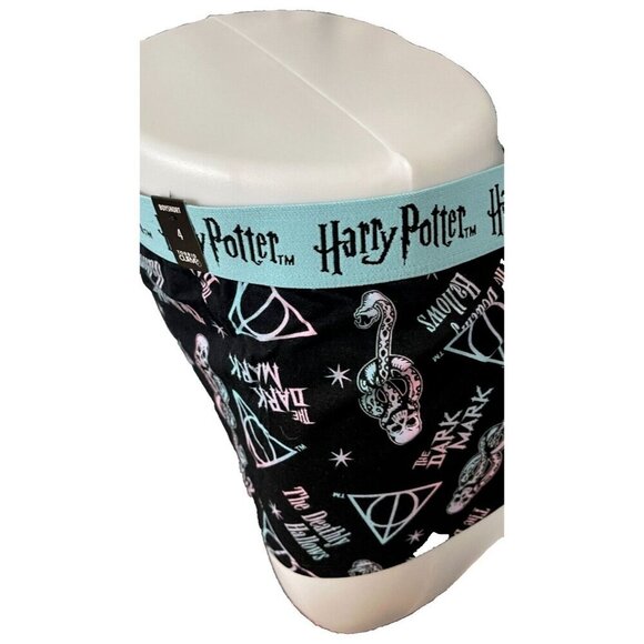 Harry Potter + 6 Deathly Hallows-Dark Mark Print Logo Waistband Boyshort Panties - Picture 5 of 6